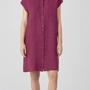 Eileen Fisher Washed Organic Linen Delave Shirtdress Medium NWT